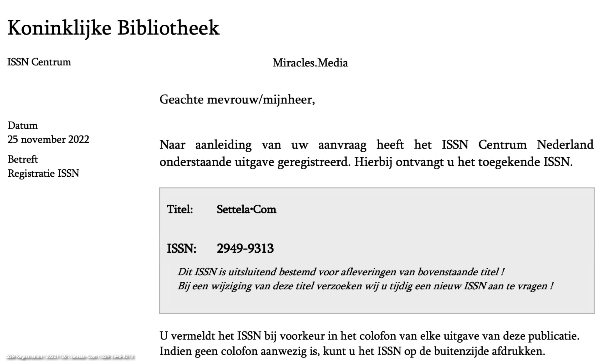 issn registration 20221126 settelae280a2com issn 2949 9313